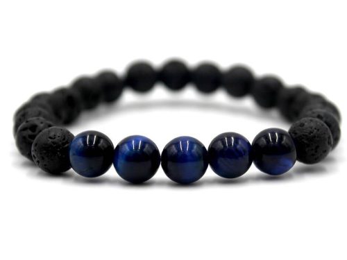 Aromatherapy Bracelet Black Blue Tiger Eye, 5 Stones