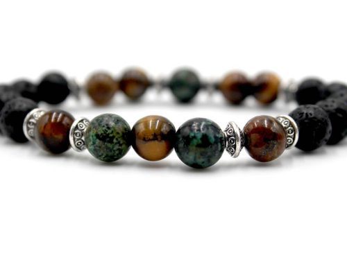 Aromatherapy Bracelet Brown/green Tiger Eye, 10 Stones