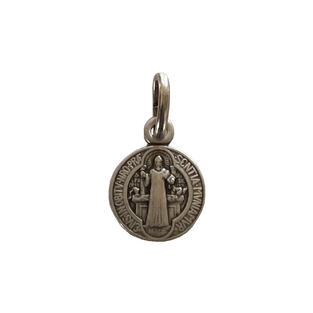 3/8 in. St. Benedict Medal, Antique Silver