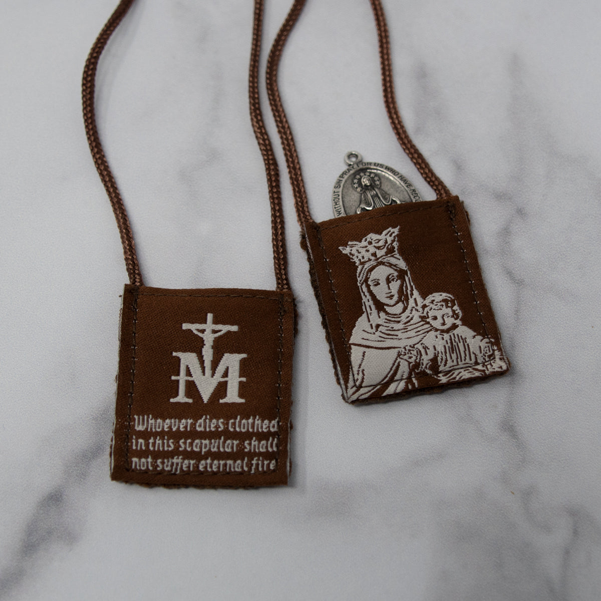 Brown Scapular with Promise, 17 in.